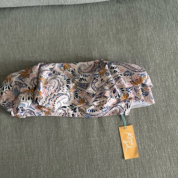 Kona Sol Other - Kona sol strapless Paisley Ruffles Swim Top Size Ddd